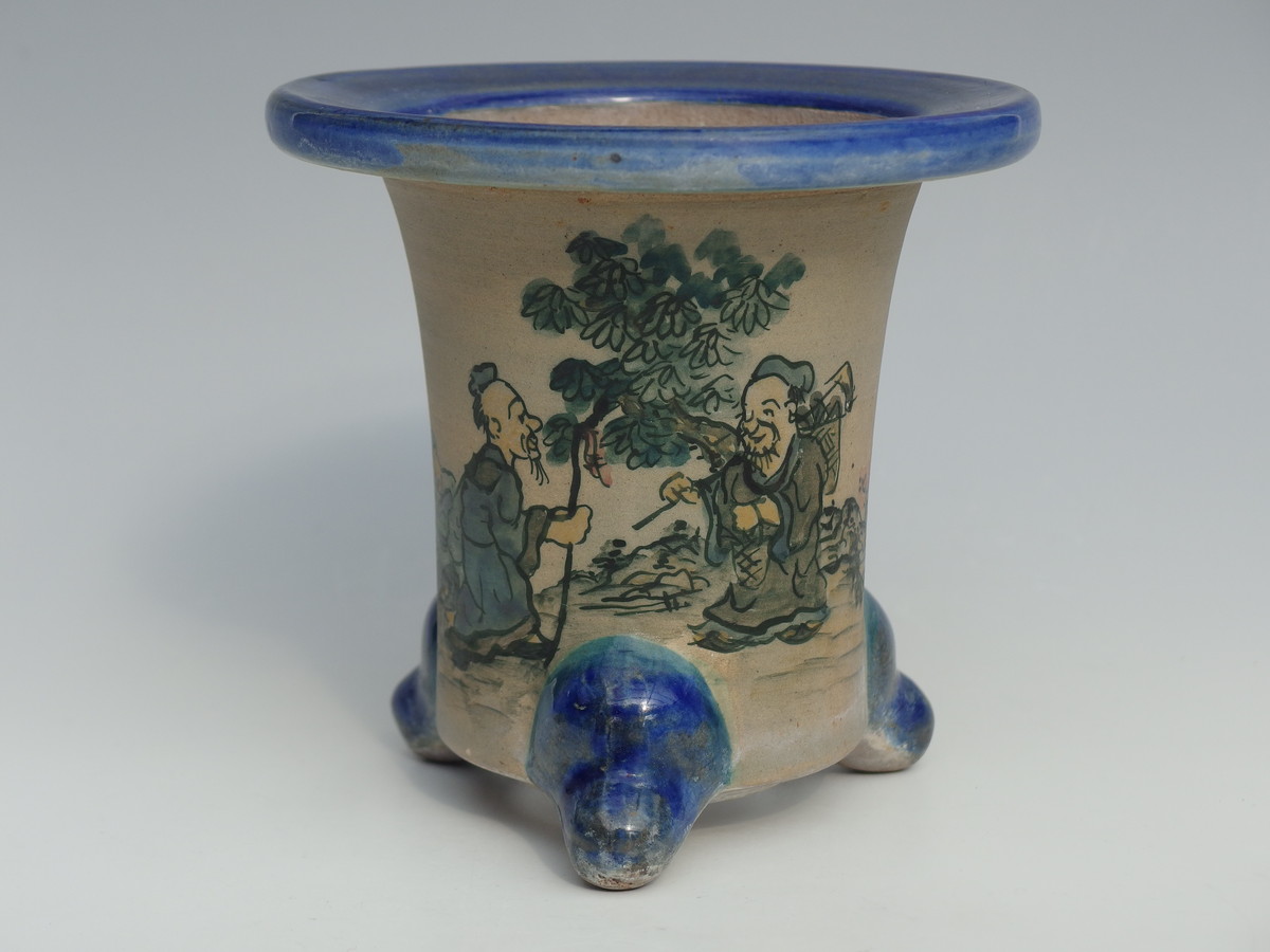 4769,　仙人楽鉢  外形約11.6cm　陶翠絵　中古