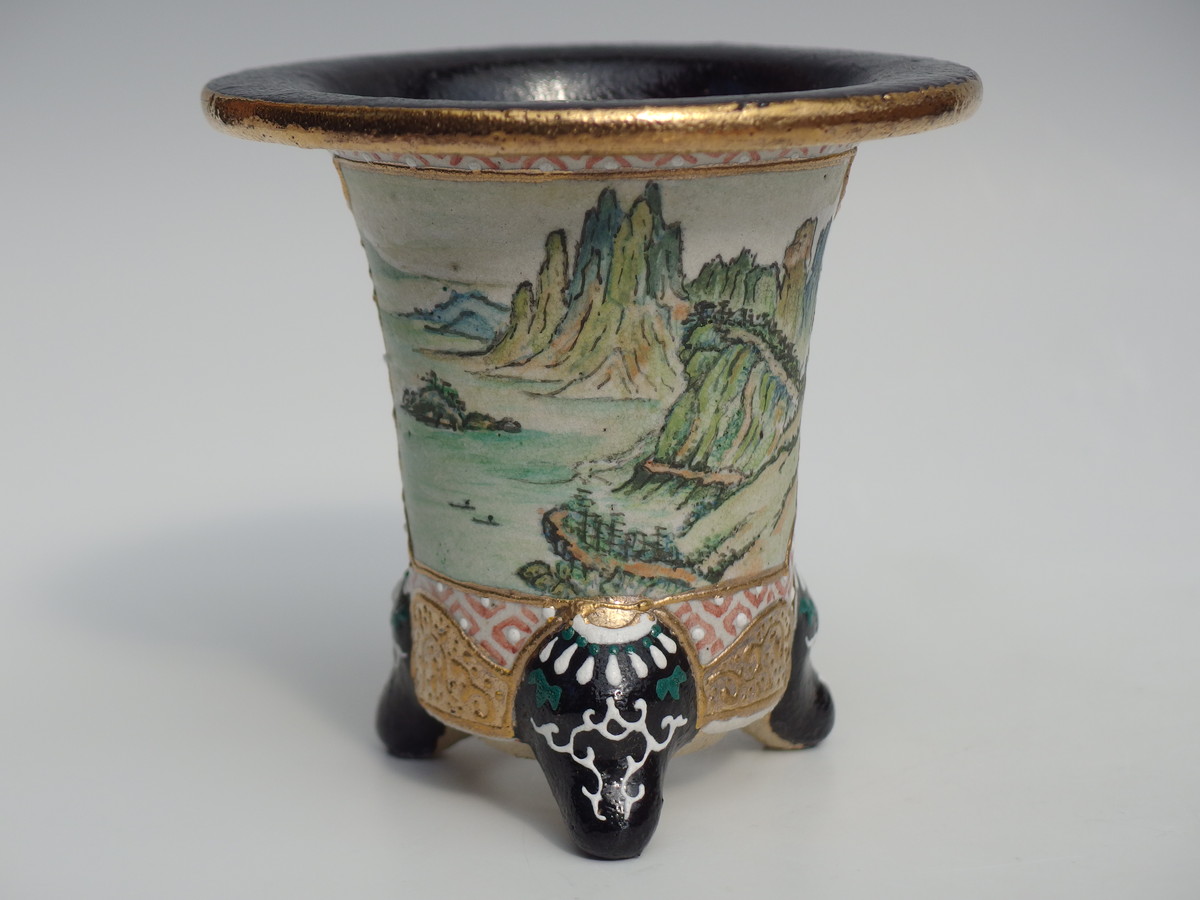 2579, 山水楽鉢　外形約10.2㎝　清山絵