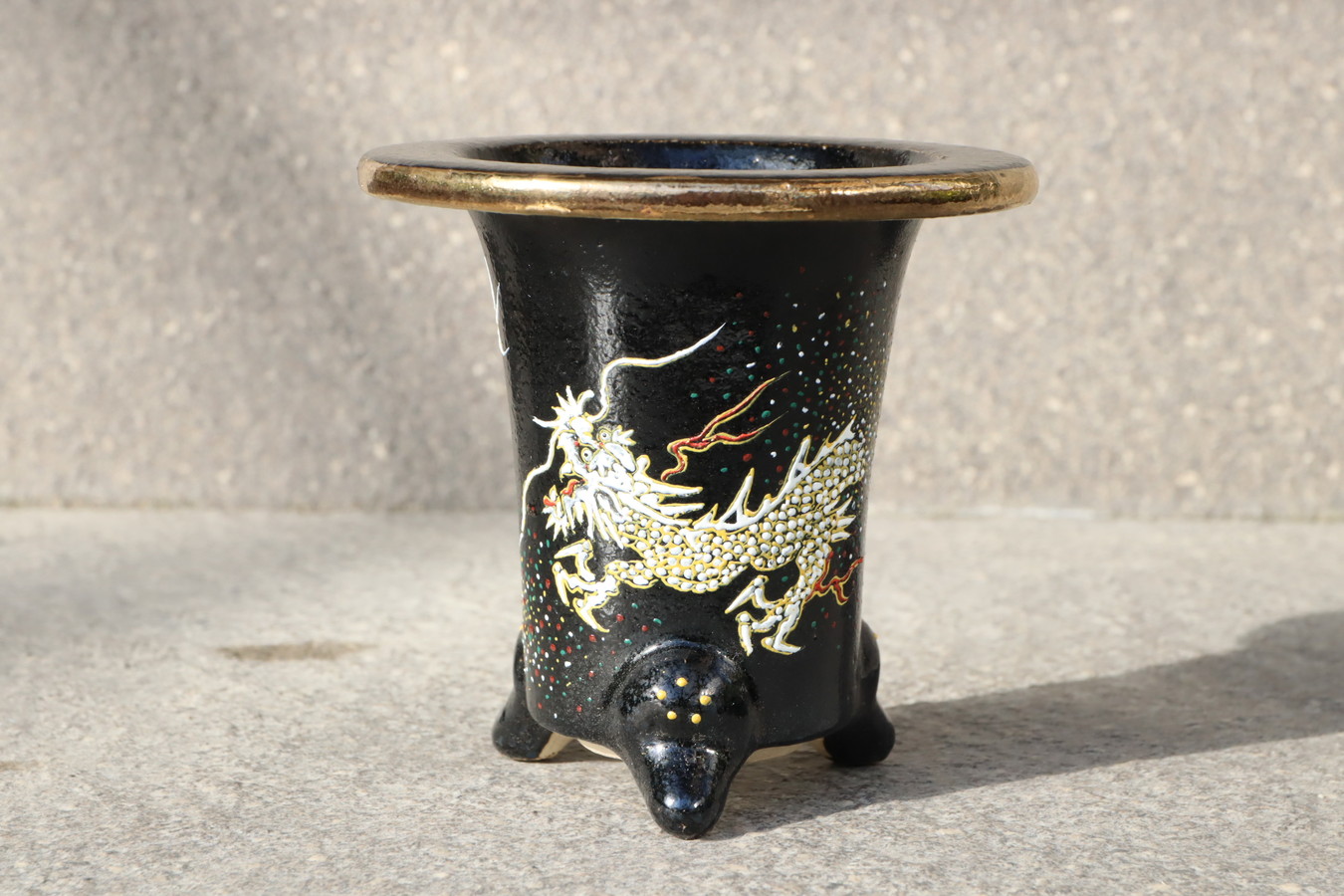 2055,龍  外径約10.9cm　亘サイン　黒の艶よい　特上作