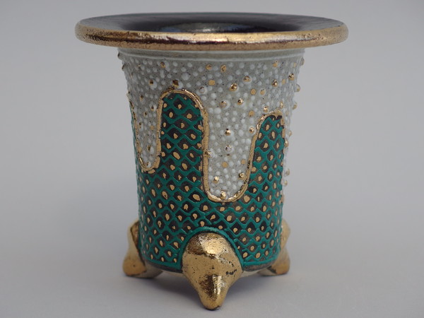 2183,　手島風雨垂れ霰に七々子鉢　外形約9.7cm