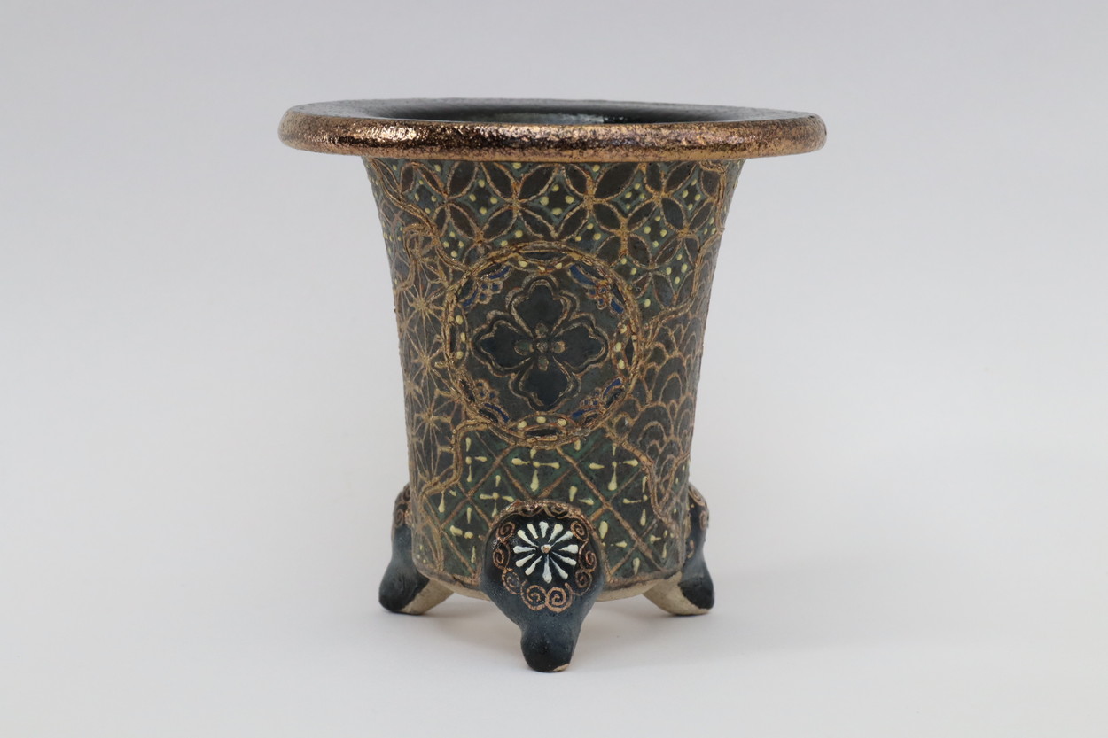 2586,金亀甲華吉祥 外径約10.7cm 中古　作面白い　他にない nk