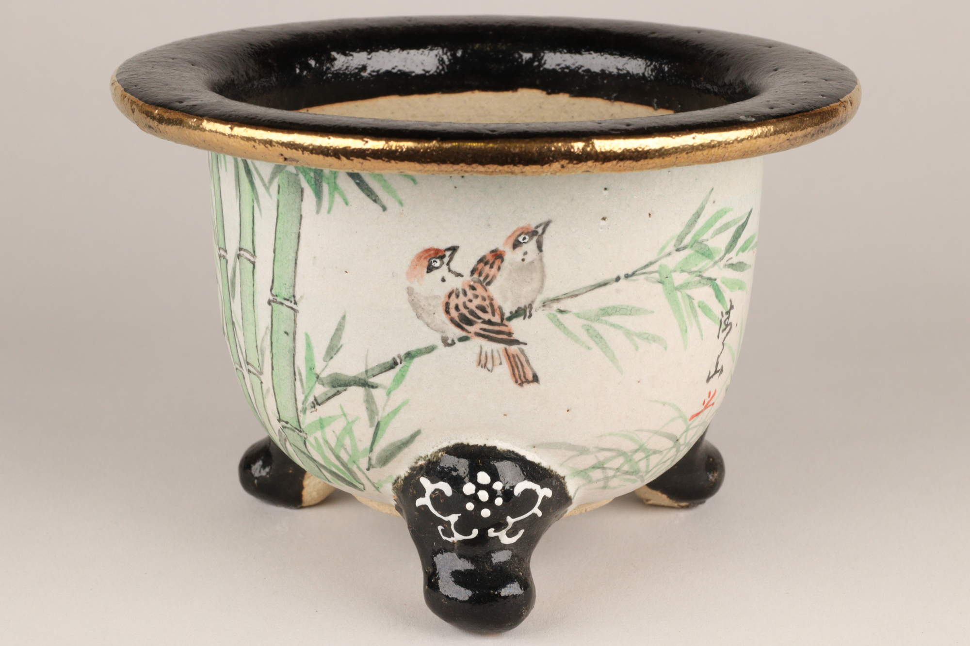 3075,雀　外径約11.8cm　清山画