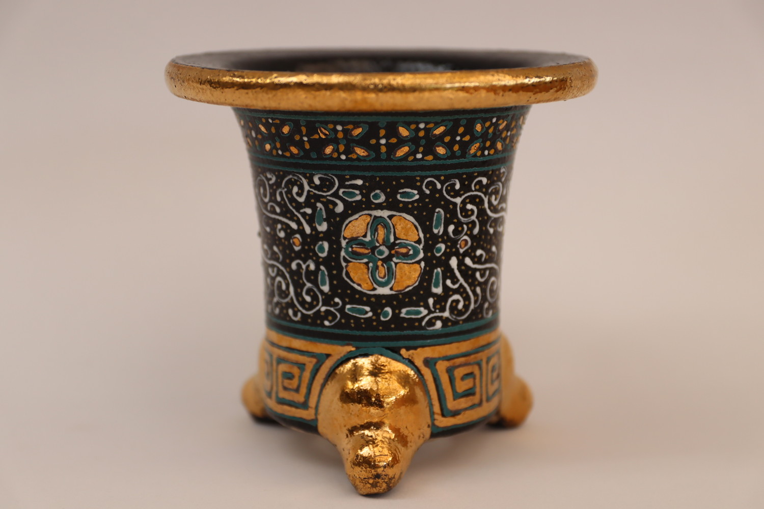 2295,金花唐草 萬年青楽鉢 外径約11.3cm　新古？中古？