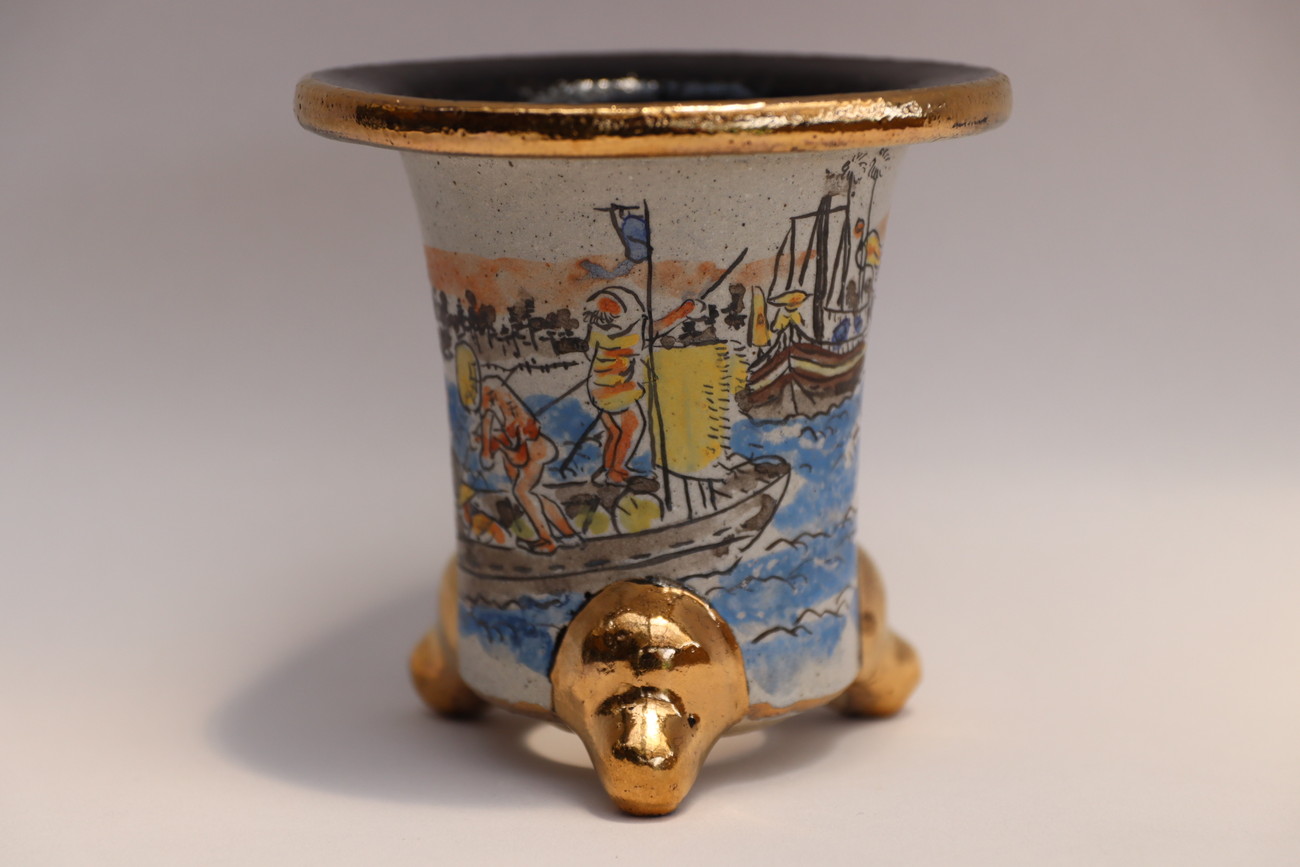 2119,荒井 渡舟ノ図 歌川広重東海道五拾三次  外径約11.0cm 新古？