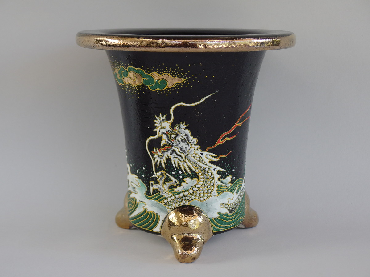 4786,海龍 萬年青楽鉢 外形約19.2cm 亘 新鉢