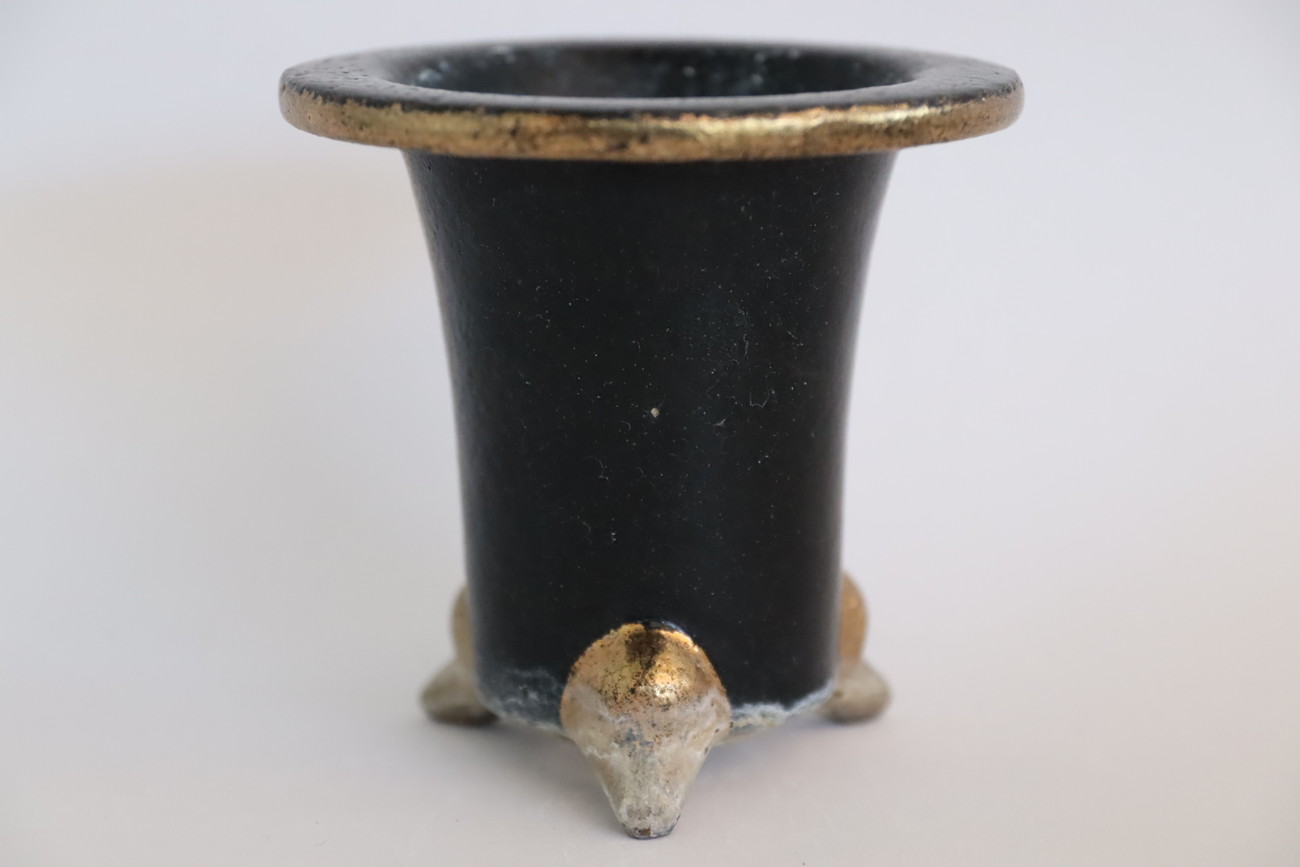 2149,　縁足金 縁金鉢 楽鉢　外径約9.6cm　中古