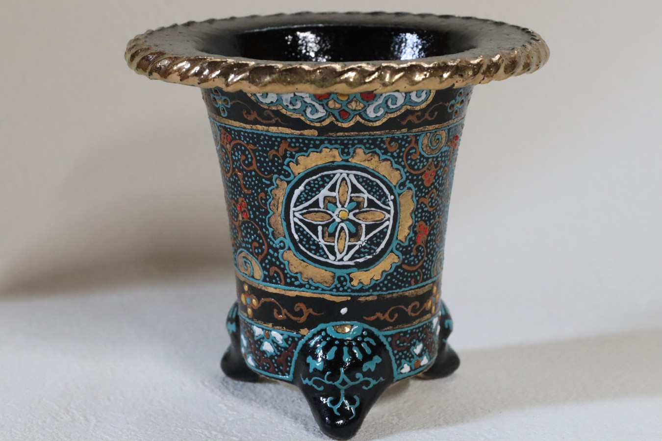 2435, 縄縁 金大太鼓  外径約10.0cm　梅花サイン