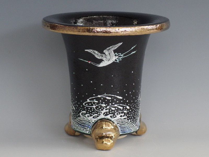 4721, 鶴と波鉢  外径約14.3cm