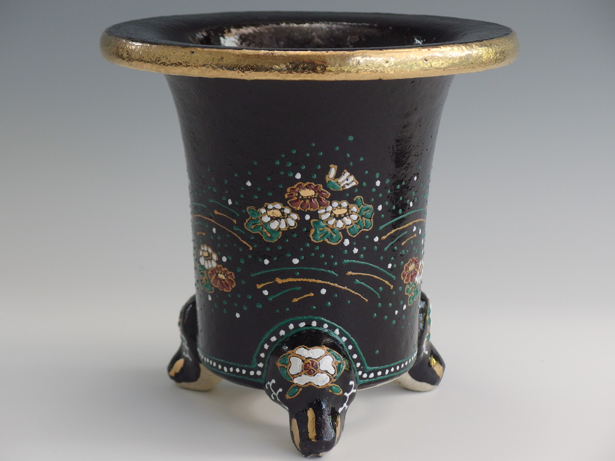 4916,小菊絵楽鉢　外形  約20cm