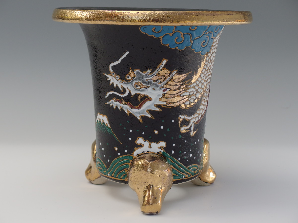 4919,  富士に竜楽鉢  外形約19.5cm