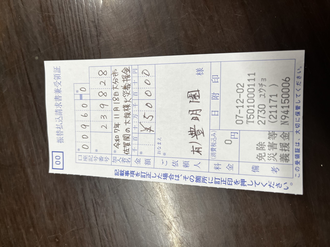 被災地への寄付をいたしました。これからも売上の一部を被災地へ寄付できるよう精進いたします。